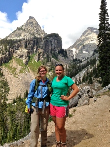 My friend Carli & I hiking up the Tetons.